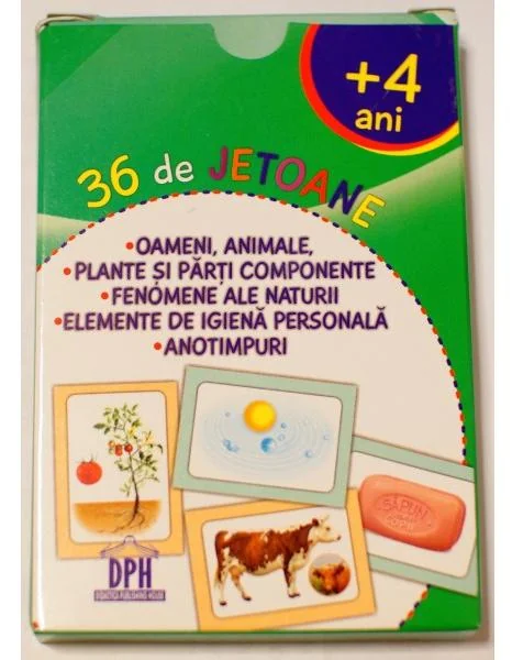 36 de jetoane - Oameni, animale, plante, fenomene ale naturii, elemente de igiena, anotimpuri (4 Ani+)