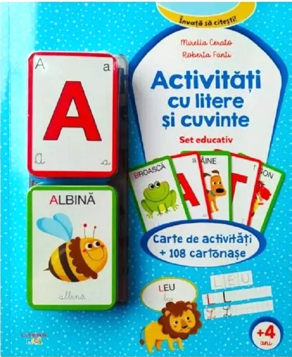 Activitati cu litere si cuvinte. Set educativ. Carte de activitati + 108 cartonase - Mirella Cerato, Roberta Fanti