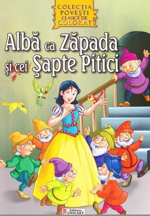 Alba ca Zapada si cei Sapte Pitici - Carte de citit si colorat