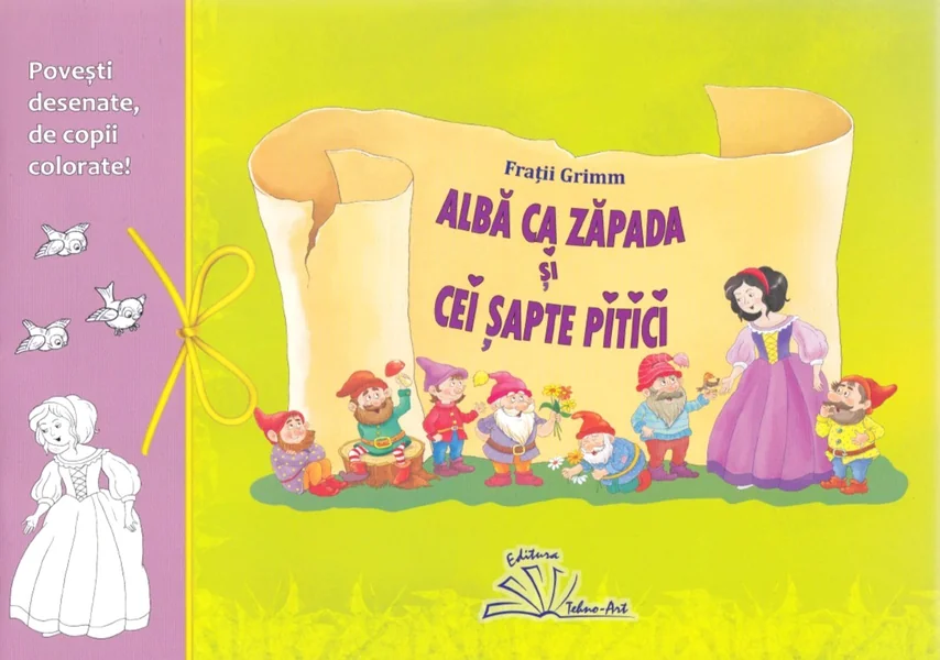 Alba ca Zapada si cei sapte pitici - Povesti desenate, de copii colorate
