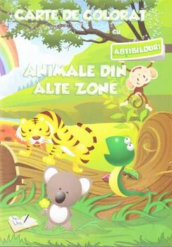 Animale din alte zone - Carte de colorat cu abtibilduri