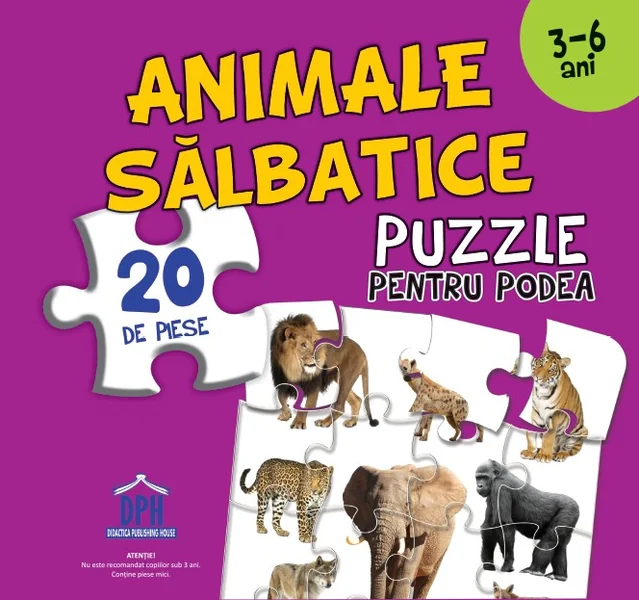 Animale salbatice. Puzzle pentru podea 3-6 ani