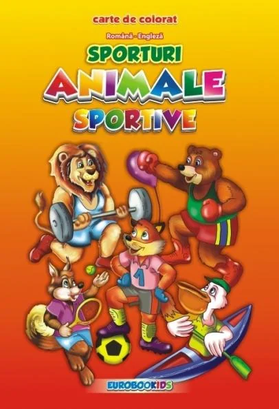 Animale sportive - Sporturi romana-engleza - Carte de colorat