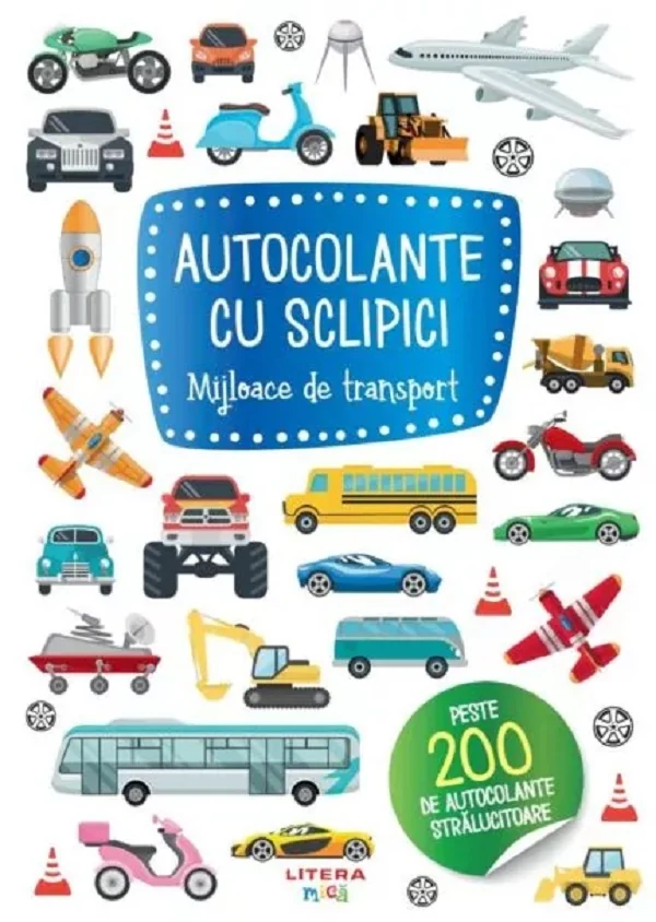 Autocolante cu sclipici. Mijloace de transport