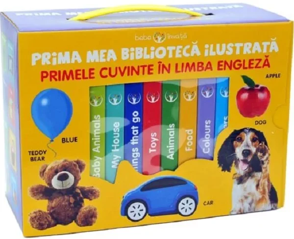 Bebe invata. Prima mea biblioteca ilustrata: Primele cuvinte in limba engleza. Cutie 8 carticele