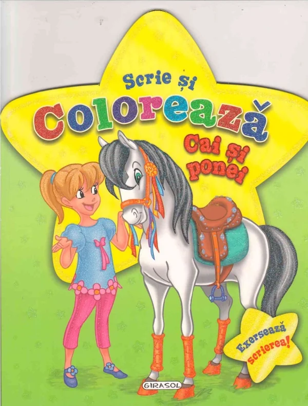 Cai si ponei (verde) - Scrie si coloreaza