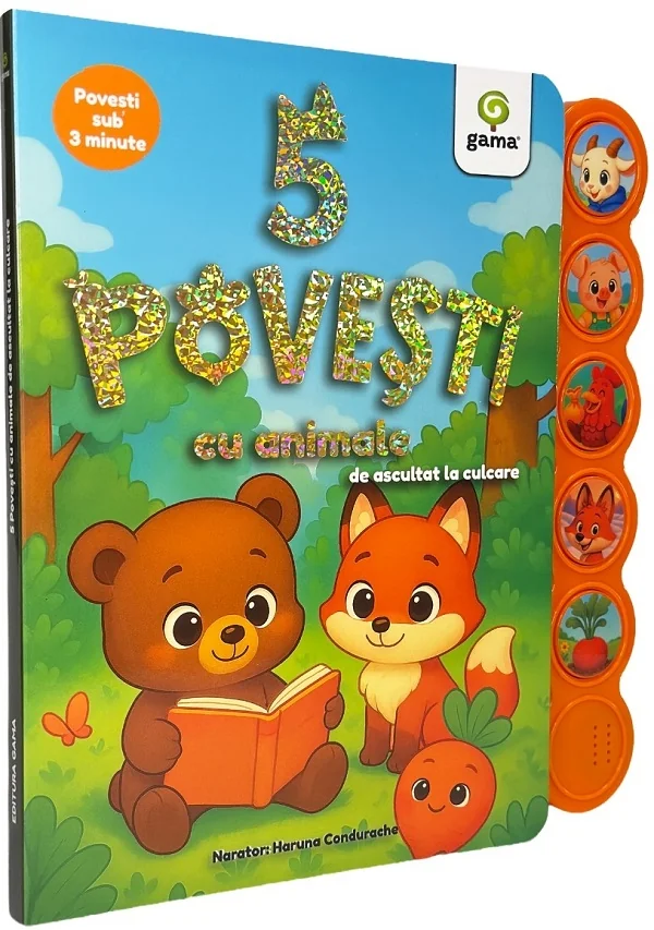 Carte cu sunete. 5 povesti cu animale de ascultat la culcare