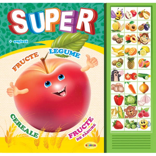 Carte cu sunete: Super fructe, legume... (romana+engleza)