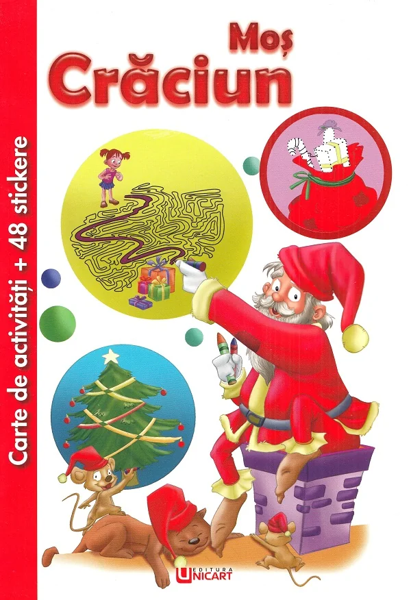 Carte de activitati cu 48 stickere: Mos Craciun