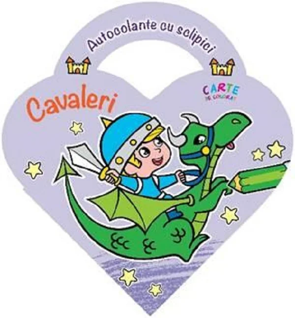 Carte de colorat: Cavaleri. Autocolante cu sclipici