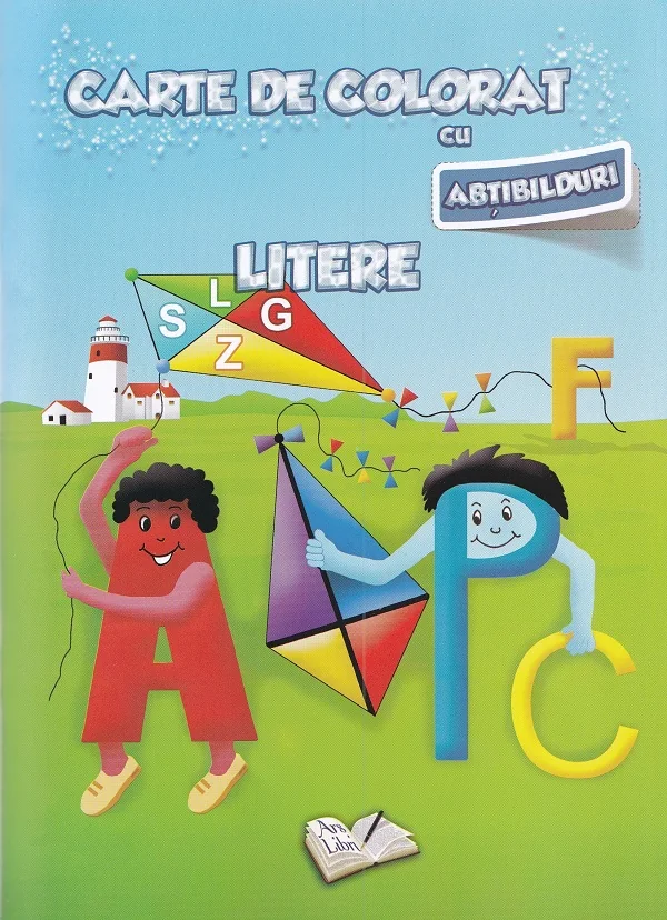 Carte de colorat cu abtibilduri. Litere