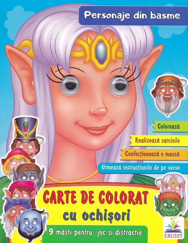 Carte de colorat cu ochisori. Personaje din basme