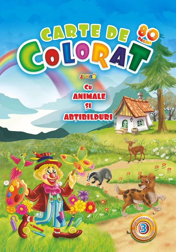 Carte de colorat Jumbo cu animale si abtibilduri