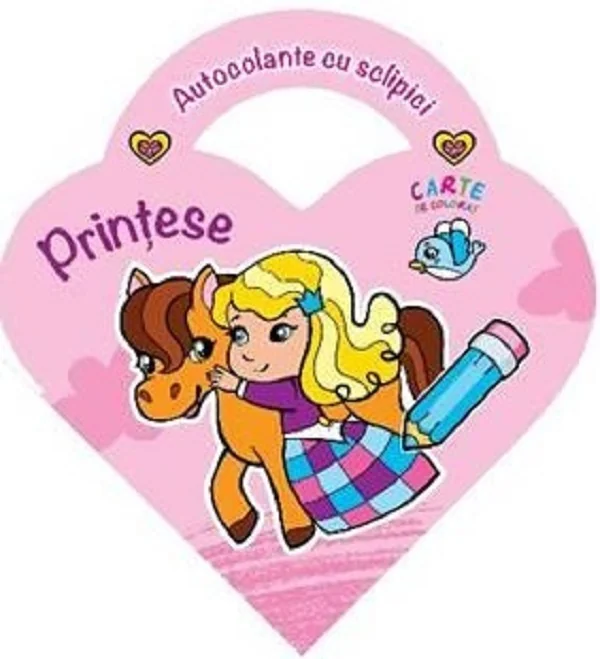 Carte de colorat: Printese. Autocolante cu sclipici
