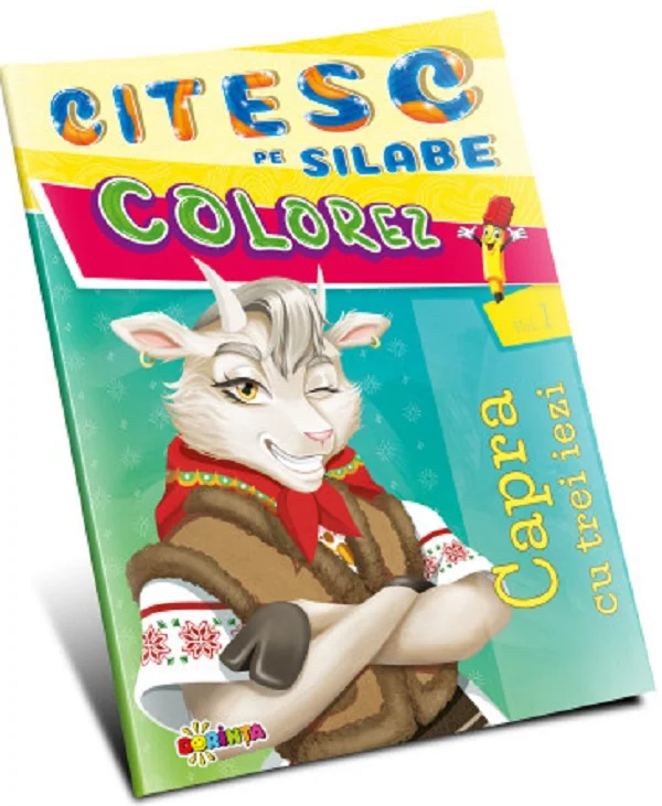 Citesc pe silabe, colorez. Capra cu trei iezi