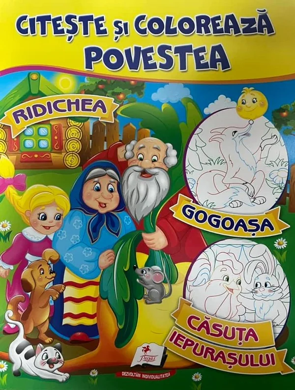 Citeste si coloreaza povestea: Ridichea, Gogoasa, Casuta iepurasului