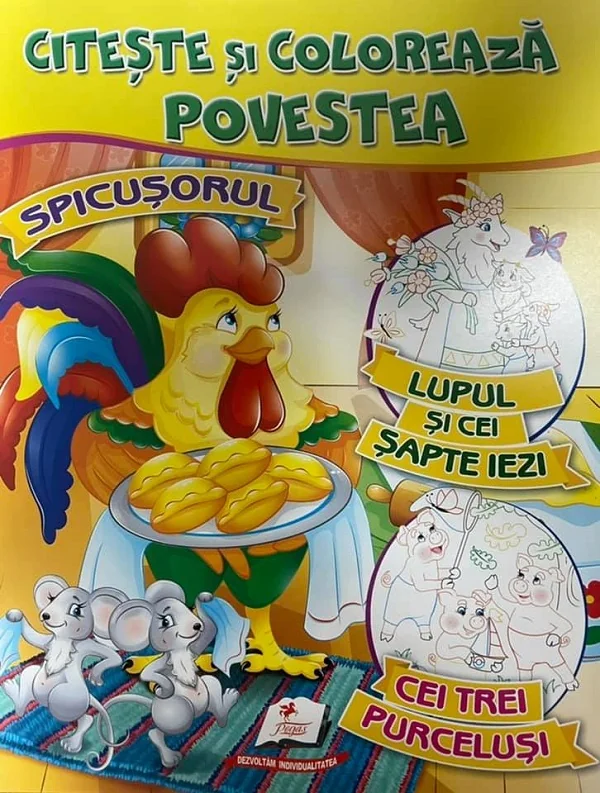 Citeste si coloreaza povestea: Spicusorul, Lupul si cei sapte iezi, Cei trei purcelusi