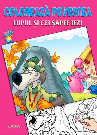 Coloreaza povestea: Lupul si cei sapte iezi