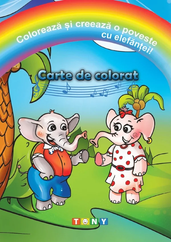 Coloreaza si creeaza o poveste cu elefantei! Carte de colorat