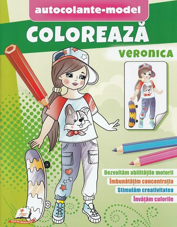 Coloreaza Veronica. Autocolante model