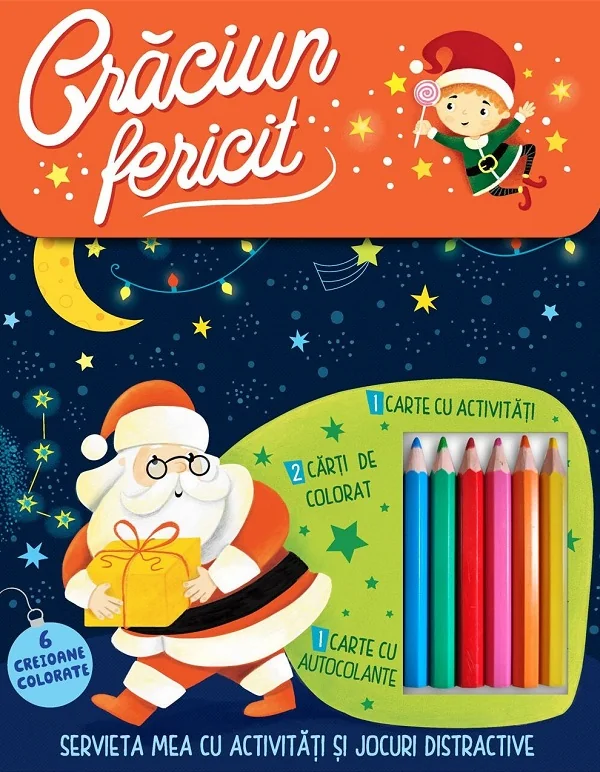 Craciun fericit. Servieta mea cu activitati și jocuri distractive