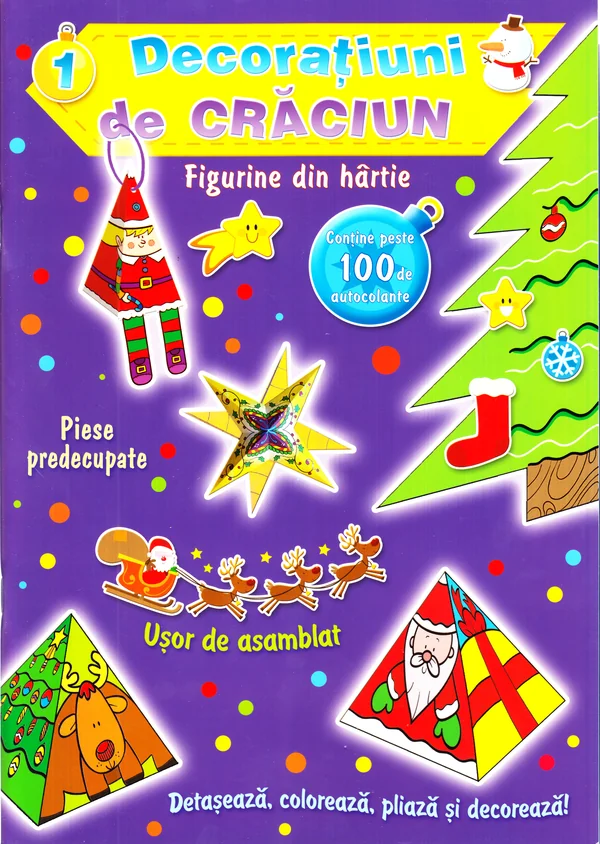 Decoratiuni de Craciun 1: Figurine din hartie (mov)