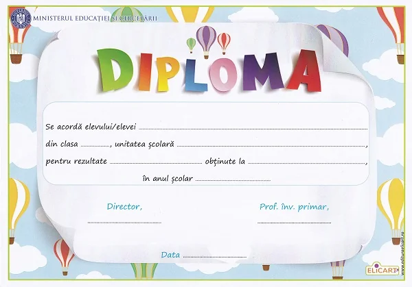 Diploma scolara pentru ciclul primar. Balon