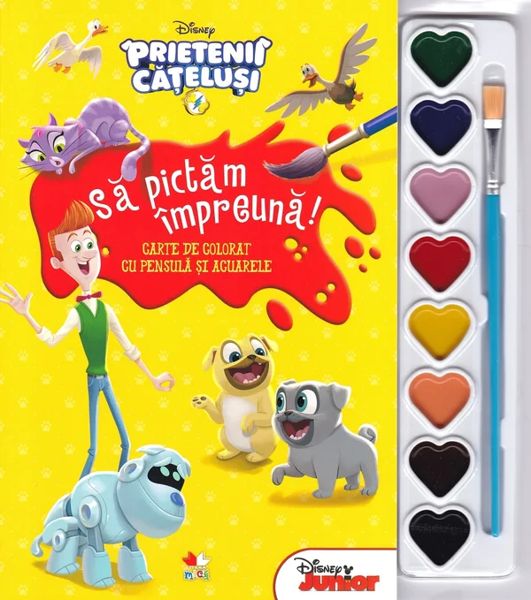 Disney. Prietenii catelusi. Sa pictam impreuna! Carte de colorat cu pensula si acuarele