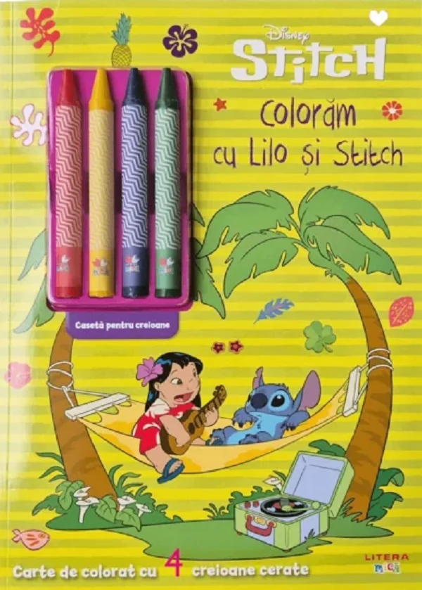 Disney. Stitch: Coloram cu Lilo si Stitch. Carte de colorat cu 4 creioane cerate