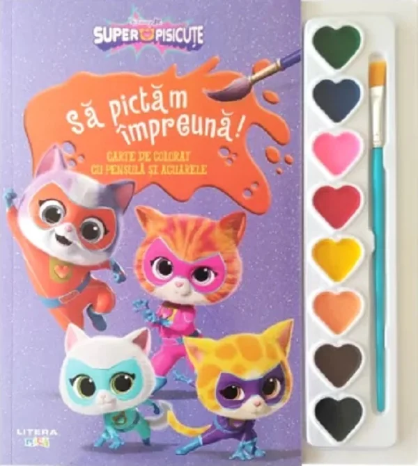 Disney: Superpisicute. Sa pictam impreuna! Carte de colorat cu pensula si acuarele