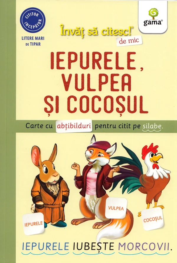 Iepurele, vulpea si cocosul. Invat sa citesc de mic
