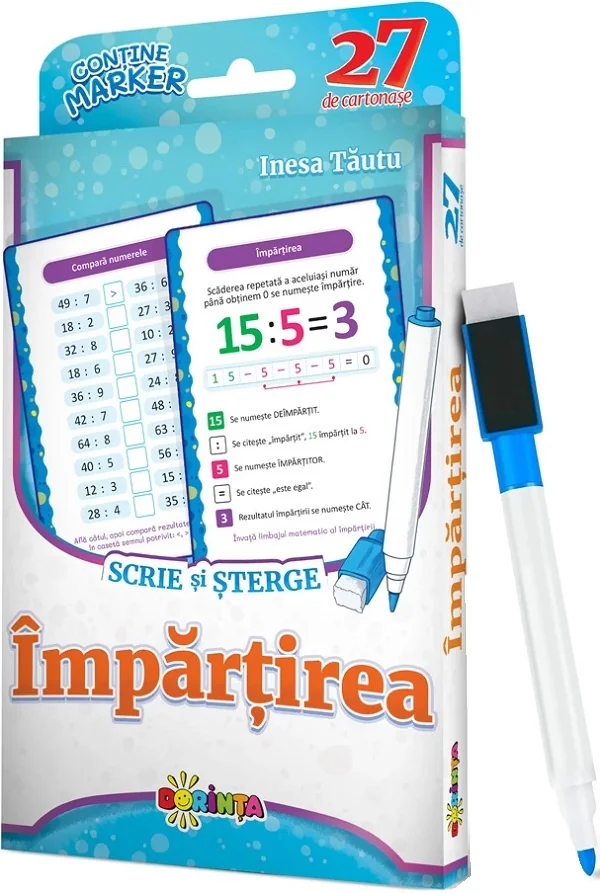 Impartirea. Scrie si sterge. 27 de cartonase