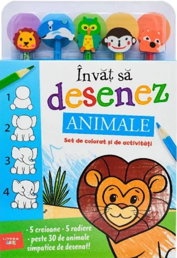 Invat sa desenez: Animale. Set de colorat si de activitati