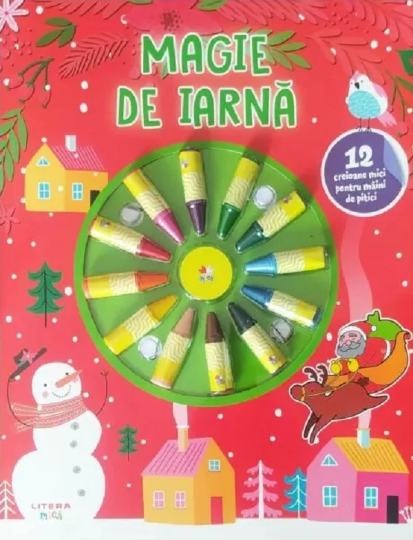 Magie de iarna. Carte de colorat. 12 creioane mici pentru maini de pitici