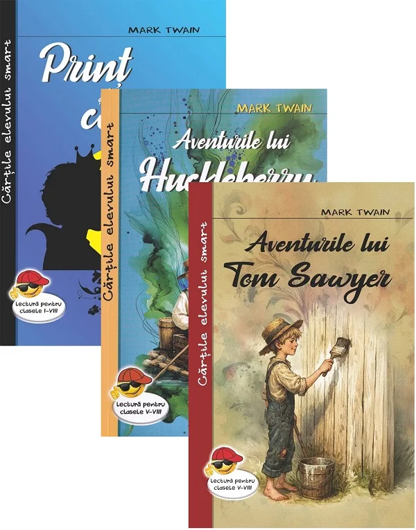Pachet 3 carti: Print si cersetor + Aventurile lui Tom Sawyer + Aventurile lui Huckleberry Finn