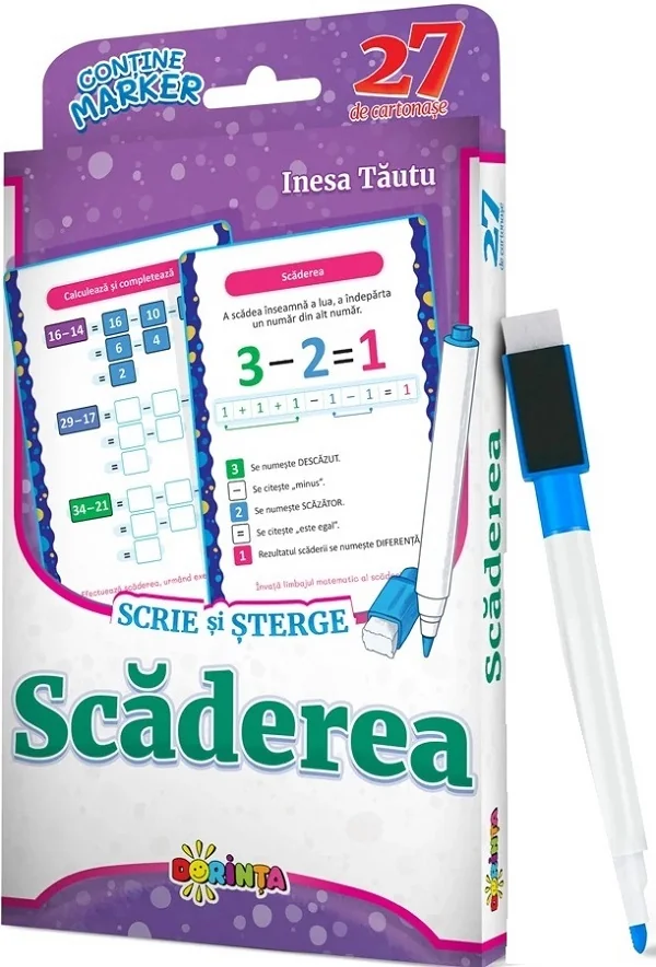 Scaderea. Scrie si sterge. 27 de cartonase
