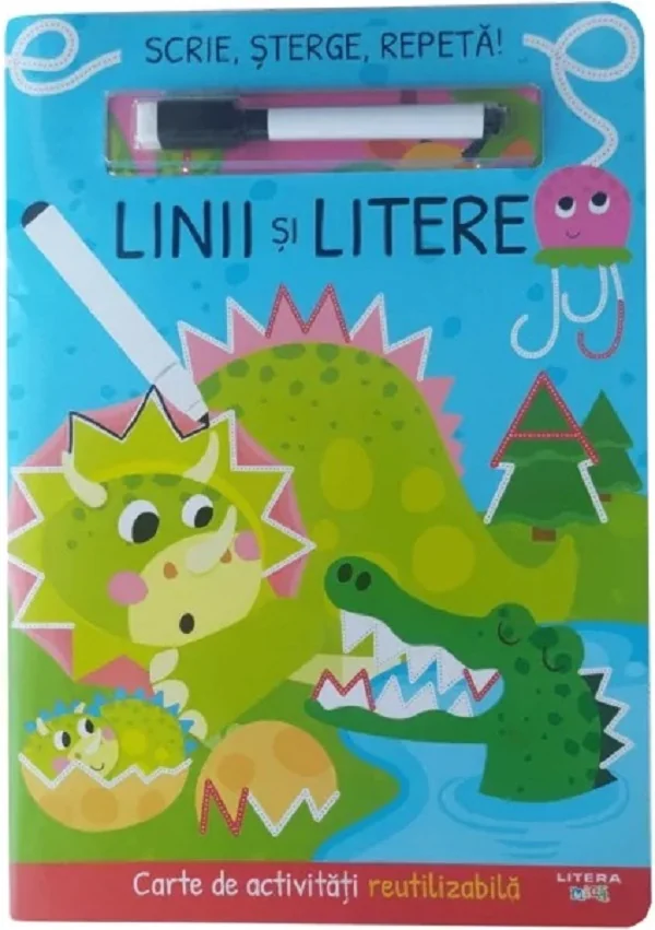 Scrie, sterge, repeta! Linii si litere. Carte de activitati reutilizabila
