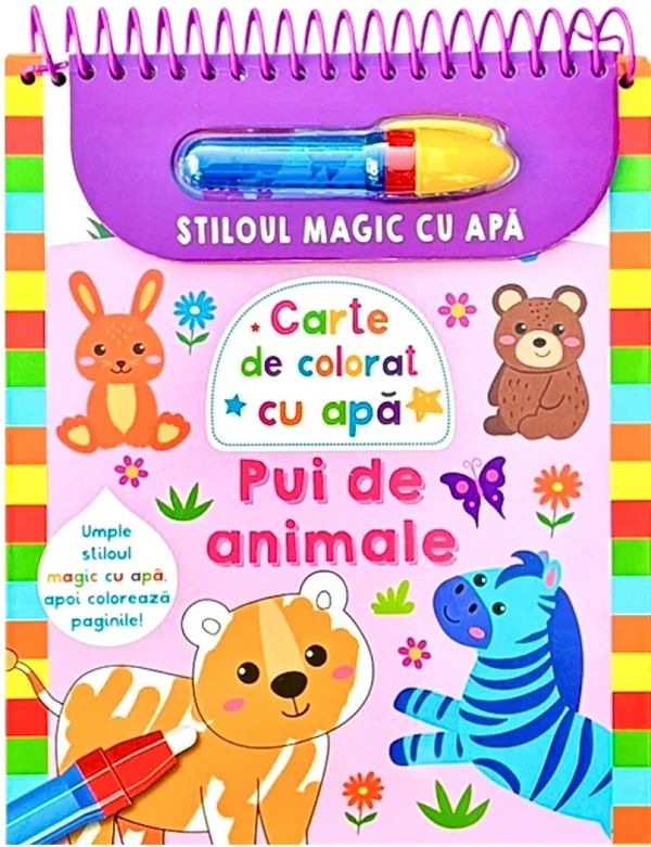 Stiloul magic cu apa. Carte de colorat cu apa: Pui de animale