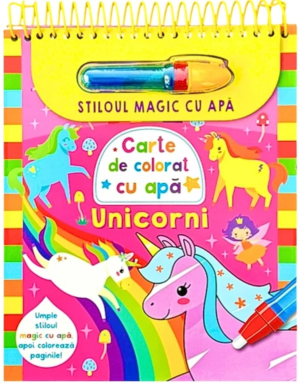 Stiloul magic cu apa. Carte de colorat cu apa: Unicorni