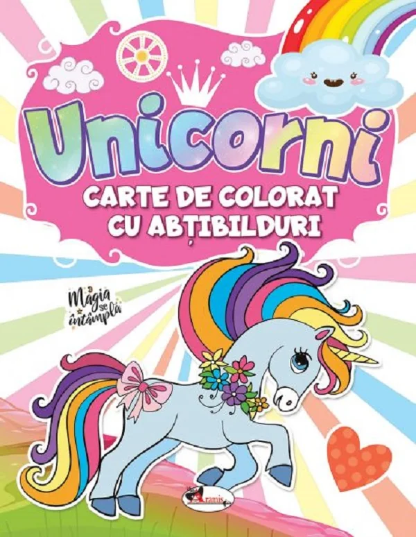 Unicorni. Carte de colorat cu abtibilduri