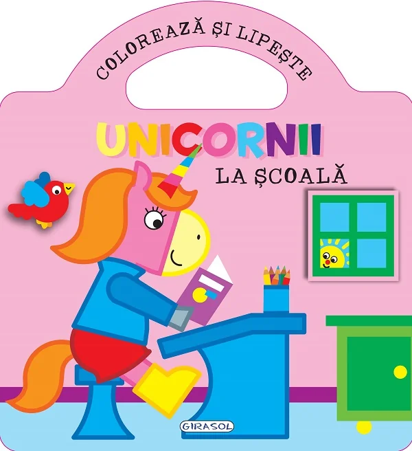 Unicornii. Coloreaza si lipeste. La scoala